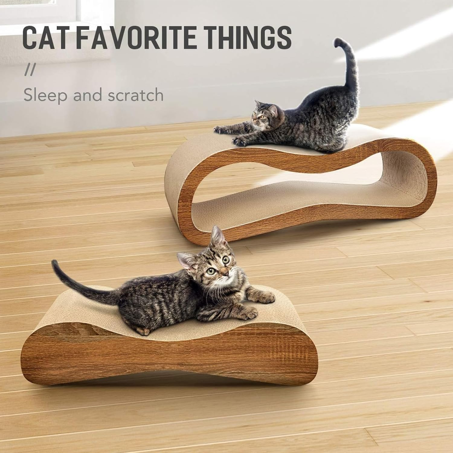 Cozioz 2-In-1 Cat Scratcher and Lounge Bed - Durable Cardboard Pads, Scratching Post, Protects Furniture, Large (2-In-1 L)