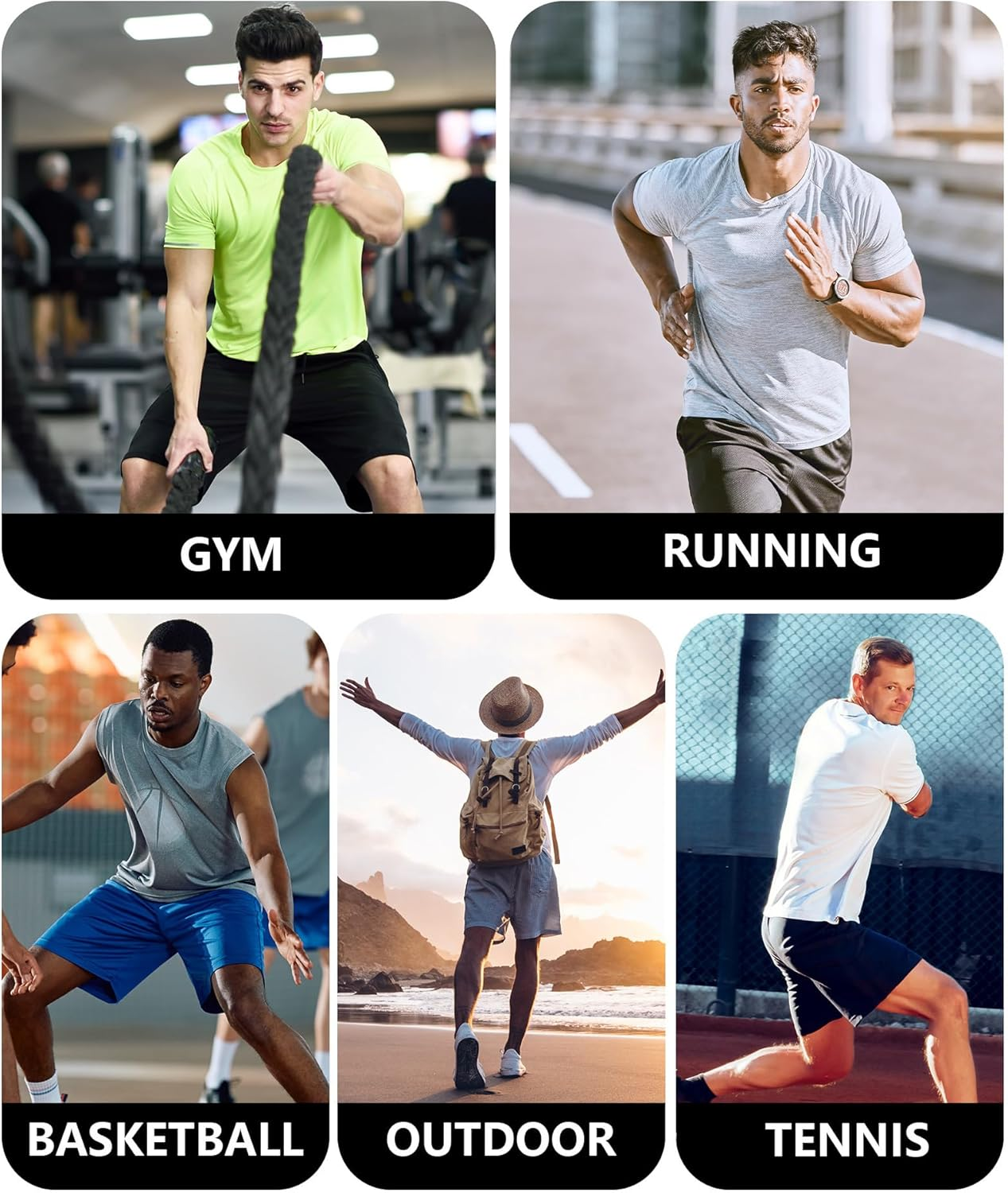 Mens Sport Shorts 3 Pack Zip Pockets Gym Training Athletic Shorts for Men with Drawstring Elastic Waist image number 2