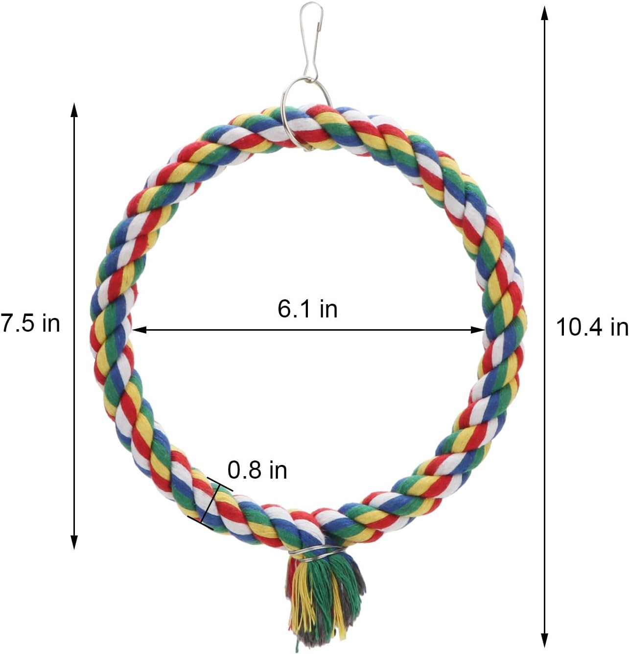 Bird Rope Swing Colorful Perch Climbing Toy for Parrots Budgie Parakeet Cockatiel Cockatoo Conure (S (7.5 Inch) image number 4