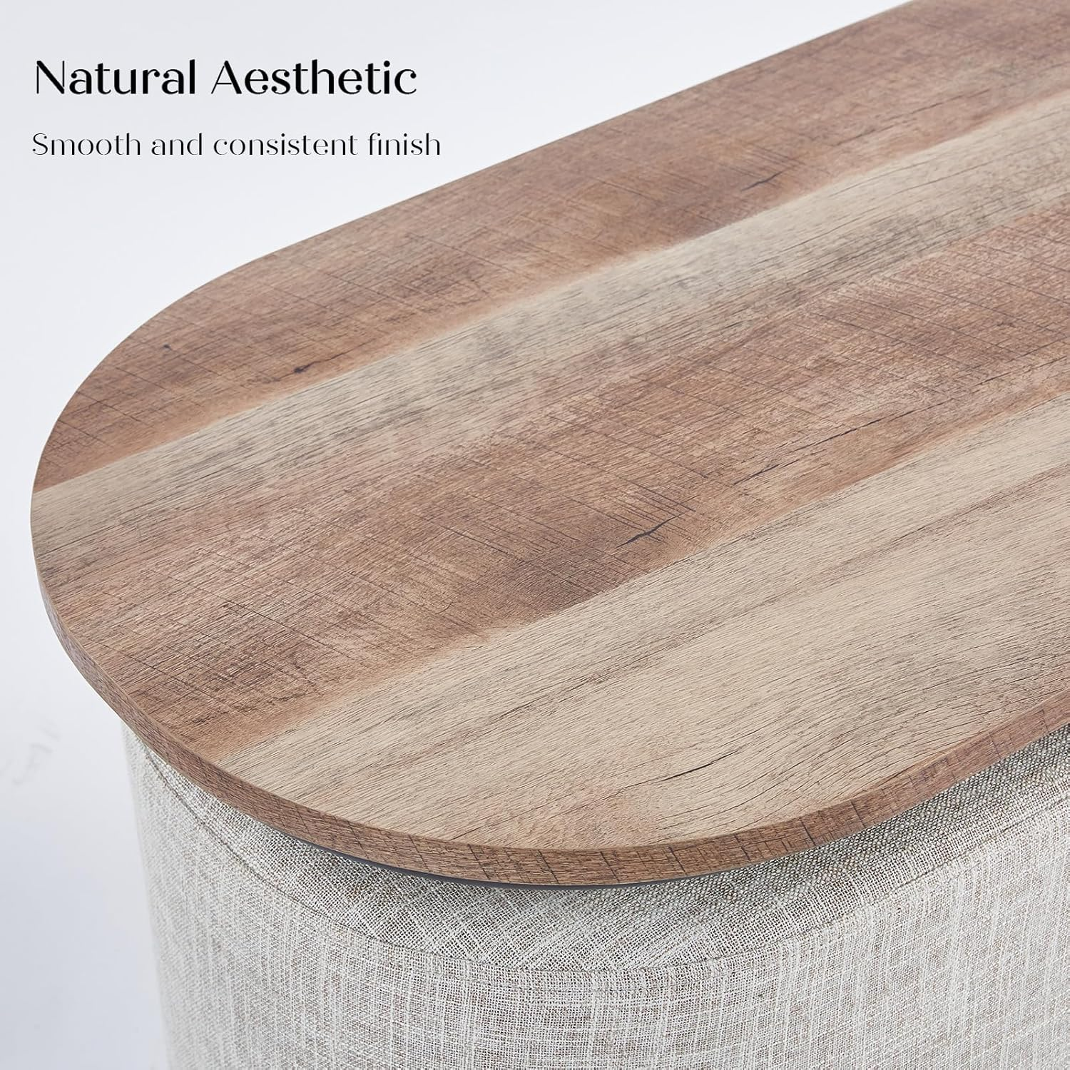 La Bella 3-Piece Coffee Table & Ottoman Set &ndash; Modern Industrial Living Room Furniture with 2 Padded Stools, Linen Upholstery & MDF Wood Tabletop &ndash; Space-Saving Design, Cream - Cream image number 3