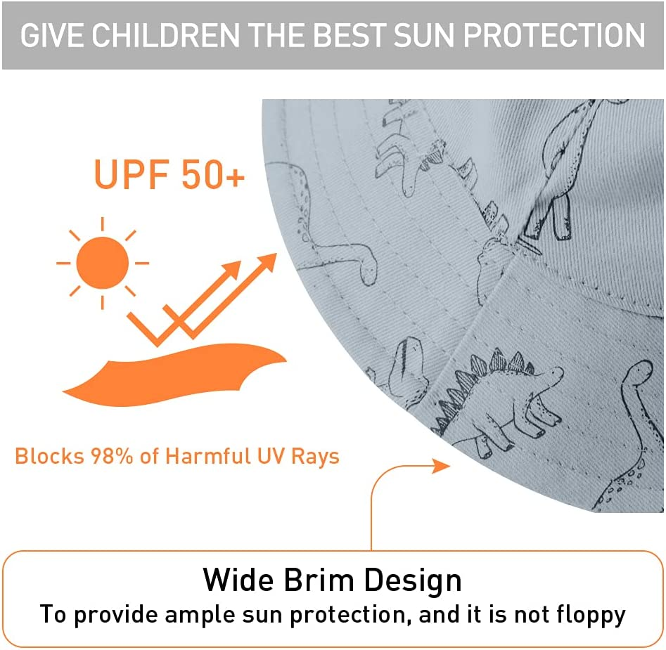 ORVINNER Baby Sun Hat Cotton, Toddler UPF 50+ Sun Protection Beach Bucket Hat Kids Boys Girls Wide Brim Summer Play Hat image number 3