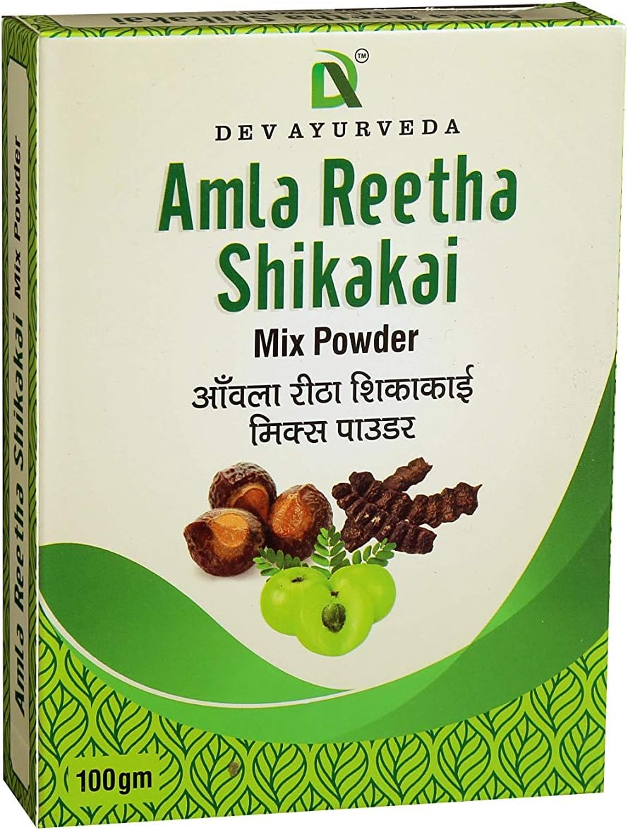 Dev Ayurveda Amla Reetha Shikakai Mix Powder 100% Pure and Micronised 200Gm (100Gm + 100Gm.) Herbal Natural Hair Wash image number 1