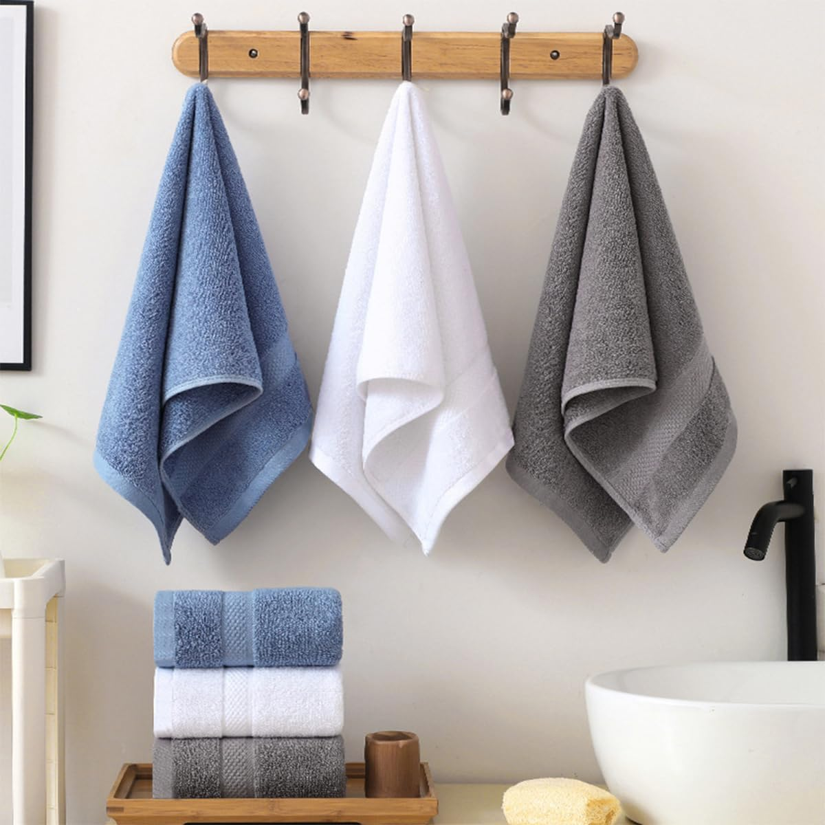 Luxury 2 Pack Cotton Hand Towels Set, Highly Absorbent and Quick Dry Face Washcloth, Soft and Absorbent Washcloths Set for Bathroom, Home, Hotel, Bath, Gym and Spa (34X74Cm) image number 4