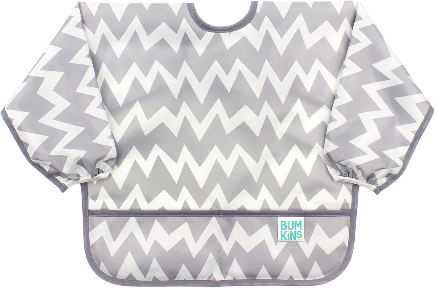 Bumkins Waterproof Sleeved Bib, Gray Chevron (6-24 Months)
