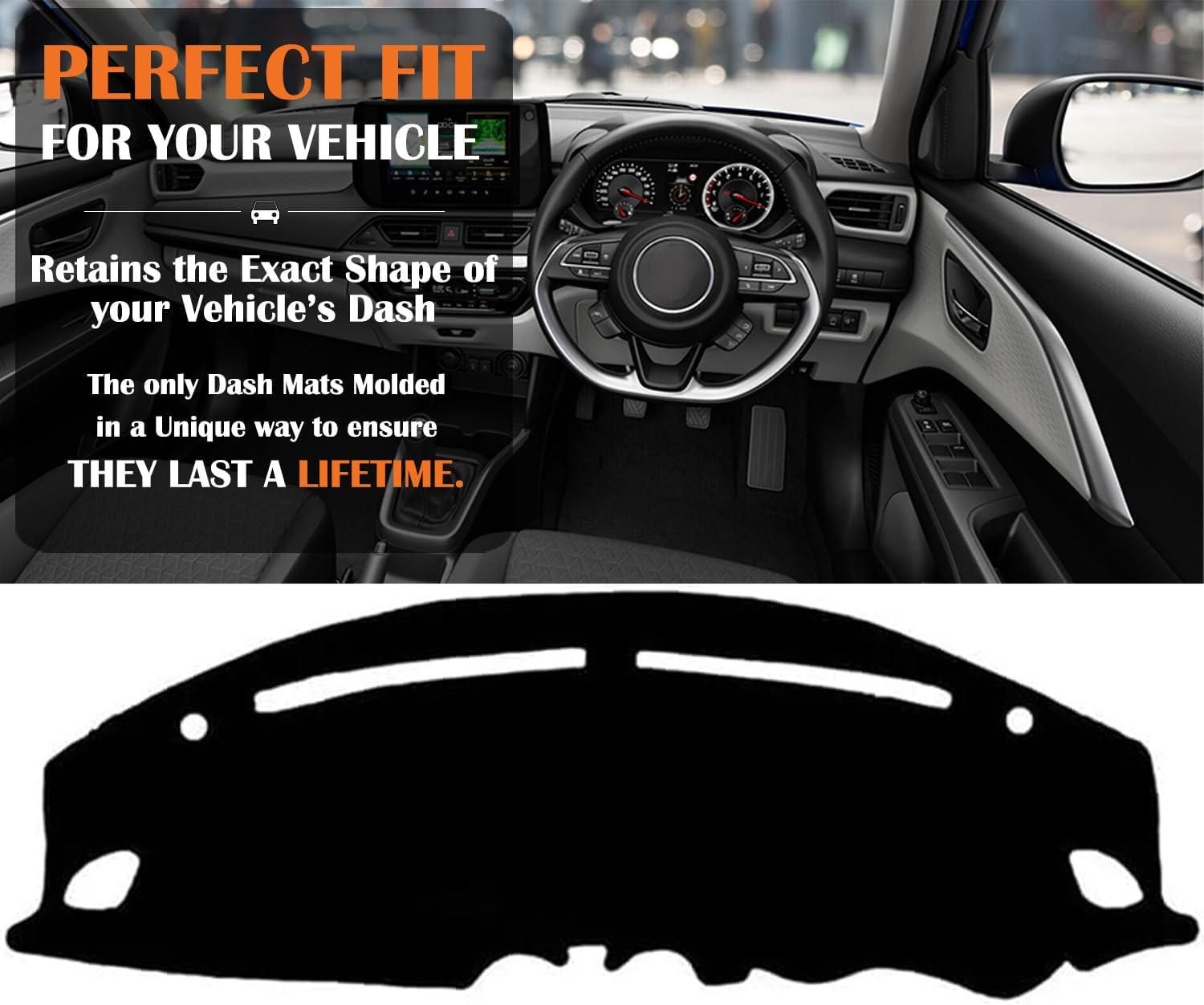 Evervenz Dash Mat for Suzuki Swift 2017 2018 2019 2020 2021 2022 2023 2024 Microfiber Leather（Without HUD） Dash Cover Dashboard Cover Swift02 image number 6