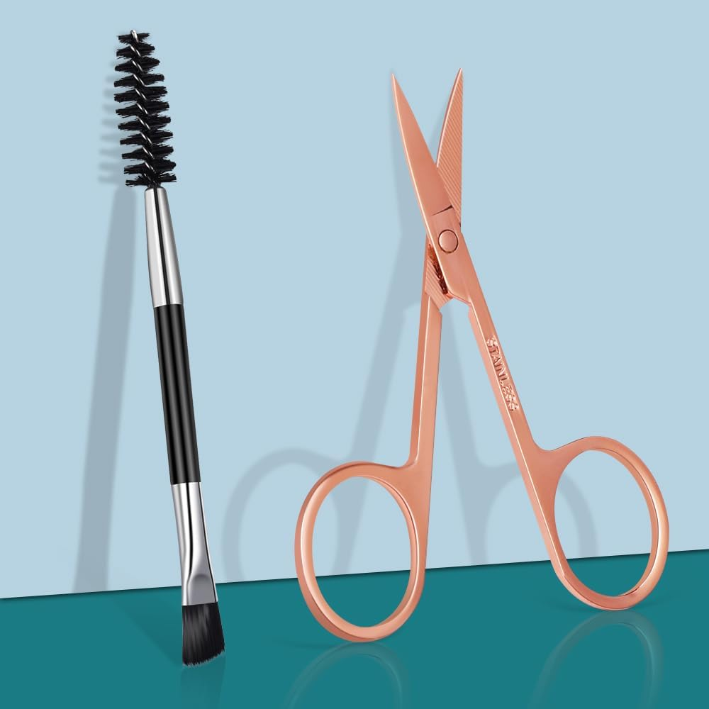 Tsmaddts Tweezers for Women Facial Hair - Precision Tweezers Set with Travel Case - Stainless Steel with Scissor, Mirror image number 5