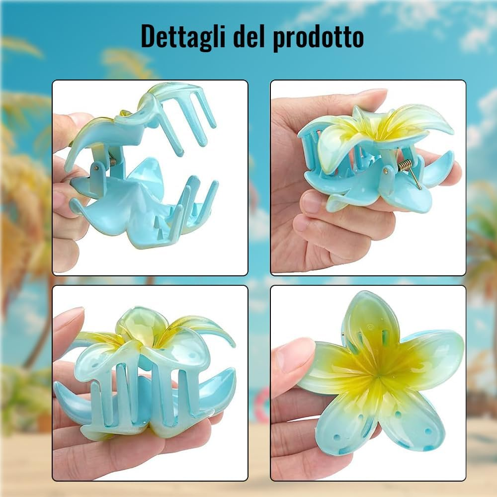 Esshogo Pack of 6 Hair Tongs Flowers, Non-Slip Hair for Girls, Hair Flowers, Hair Clip, Large for Thick Hair, for Elegant Beach Parties image number 1