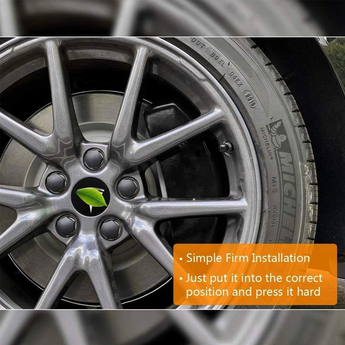 For Tesla Model 3 Y S X Wheel Cap Kit 4 Hub Center Cap + 20 Lug Nut Cover image number 1