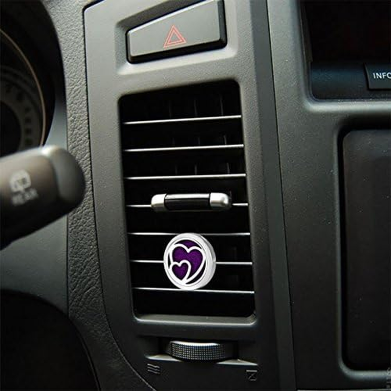 HOUSWEETY Car Air Freshener Aromatherapy Essential Oil Diffuser - Double Heart Stainless Steel Locket,12 Refill Pads image number 1