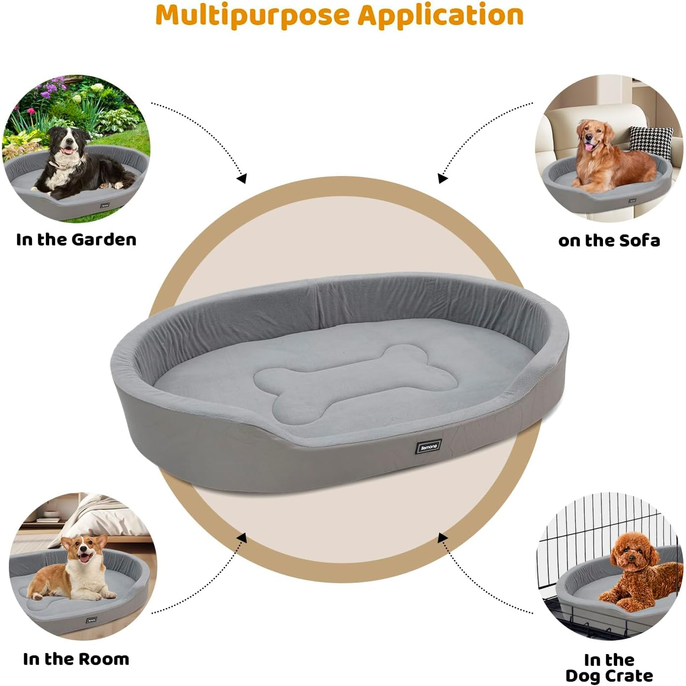 [Pro] Dog Beds Orthopedic Foam 100X65X16Cm Dog Bed Astraio Waterproof Dog Beds for Large Dogs Sofa Pet Bed Washable Removable Cover with Zipper and Bolster