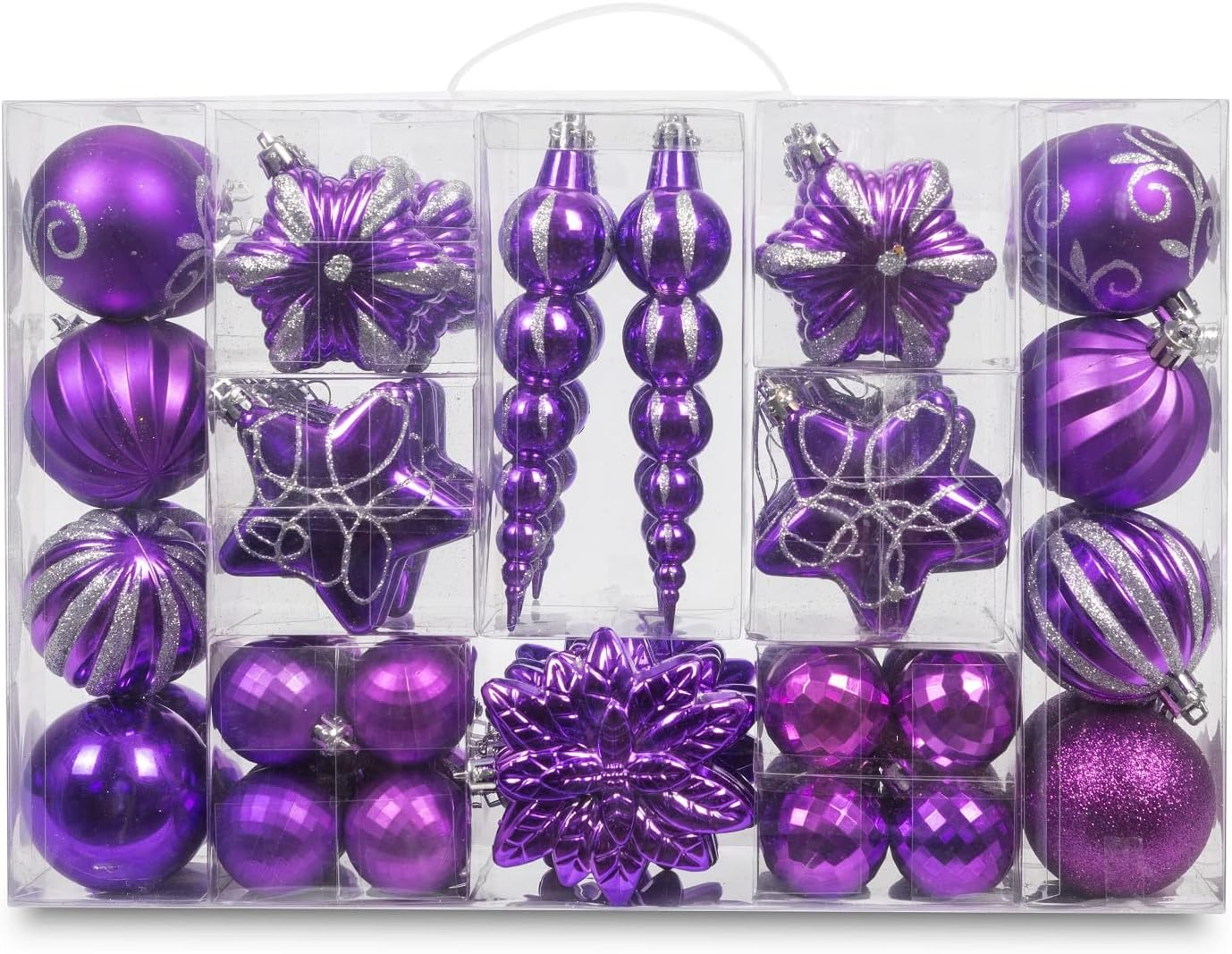 73Ct Assorted Shatterproof Christmas Ornaments Luxury Collection Set in Reusable Hand-Held Gift Package for Christmas Tree Decoration (Black)