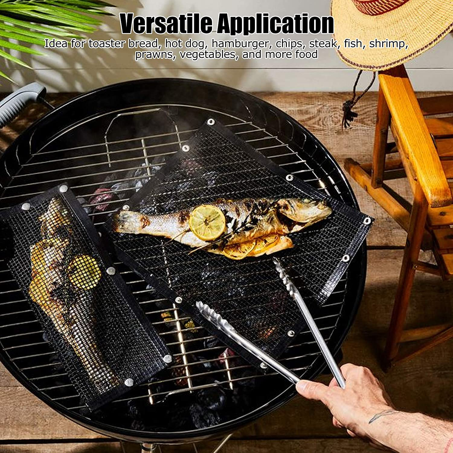 Alvinlite Barbecue Net Bag, Non-Stick BBQ Grill Mesh Bag, Outdoor BBQ Baking Bag High Temperature Resistant PTFE Bag for Outdoor Picnic Cooking image number 1