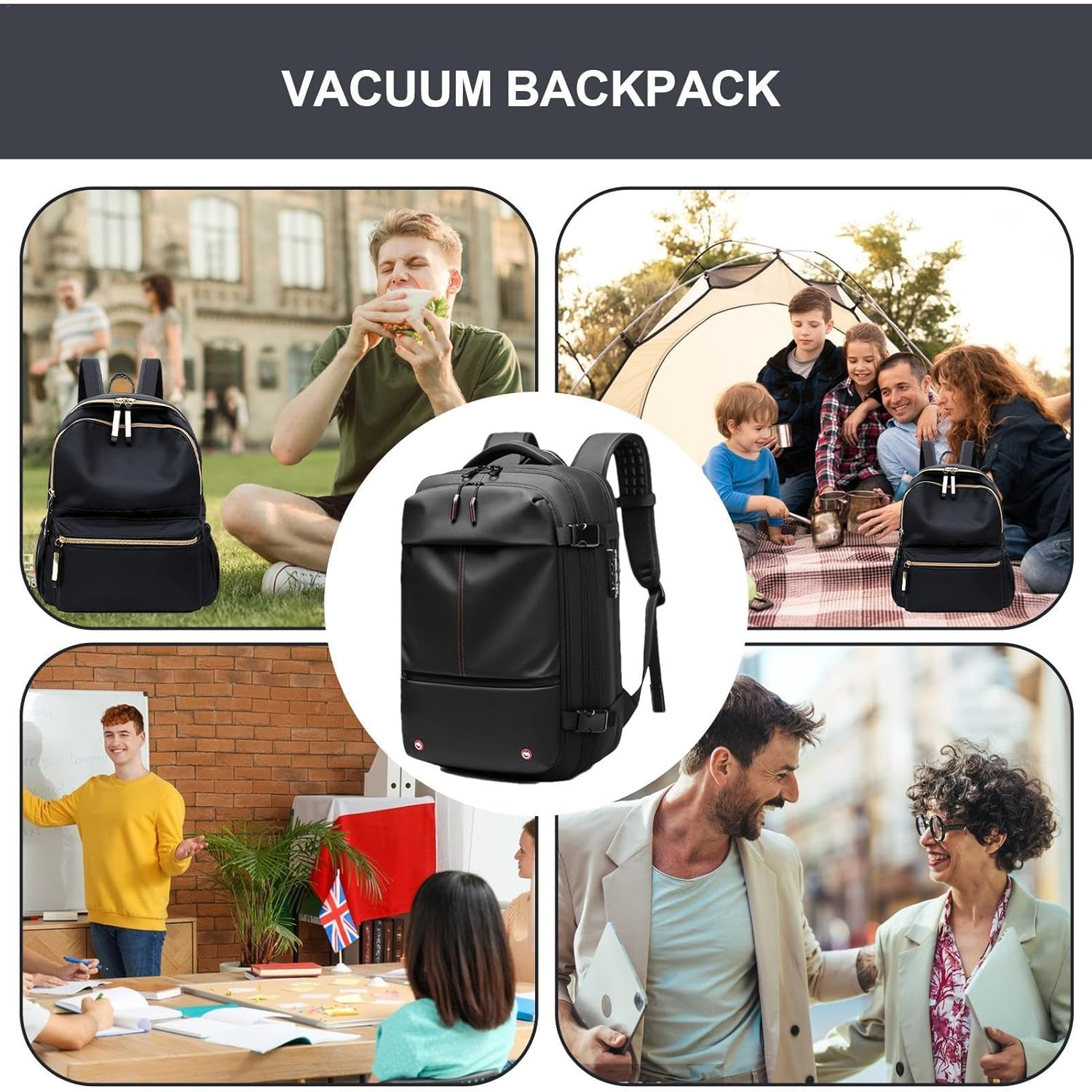 Gungtj Vacuum Travel Backpack,60L Expandable Airpack with Computer Compartment | Oxford Cloth Vacuum Packing, Waterproof, Dry Wet Separation for Business