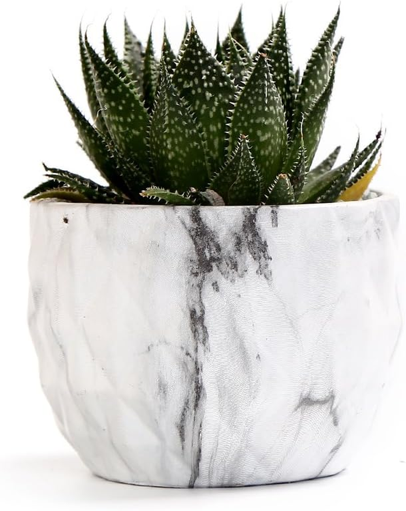 Sun-E SE Modern Style Marbling Ceramic Flower Pot Succulent/Cactus Planter Pots Container Bonsai Planters with Hole 3.35 Inch Gift Idea(4 in Set) Plants Not Included image number 1