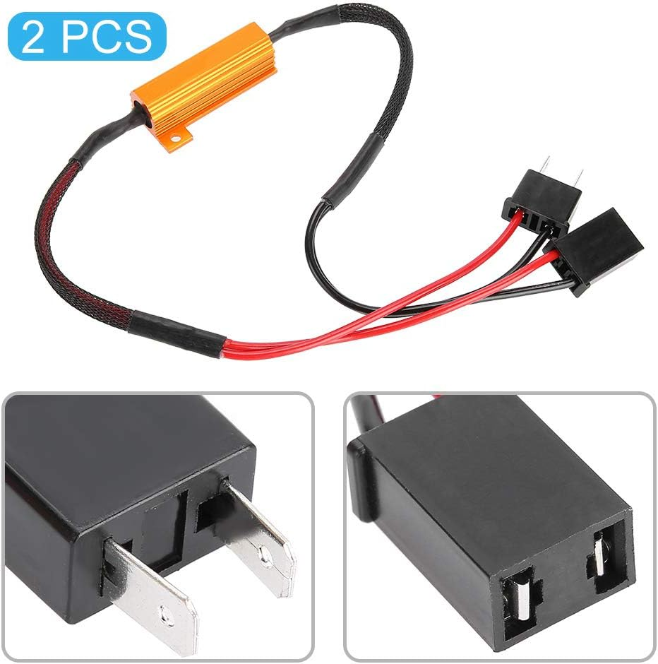 Load Resistor, 2Pcs Car LED Decoders 12V 50W No Error LED Bulb Load Resistor Wiring for H7 Headlight Turn Signal Blink anti Hyper Flash image number 2