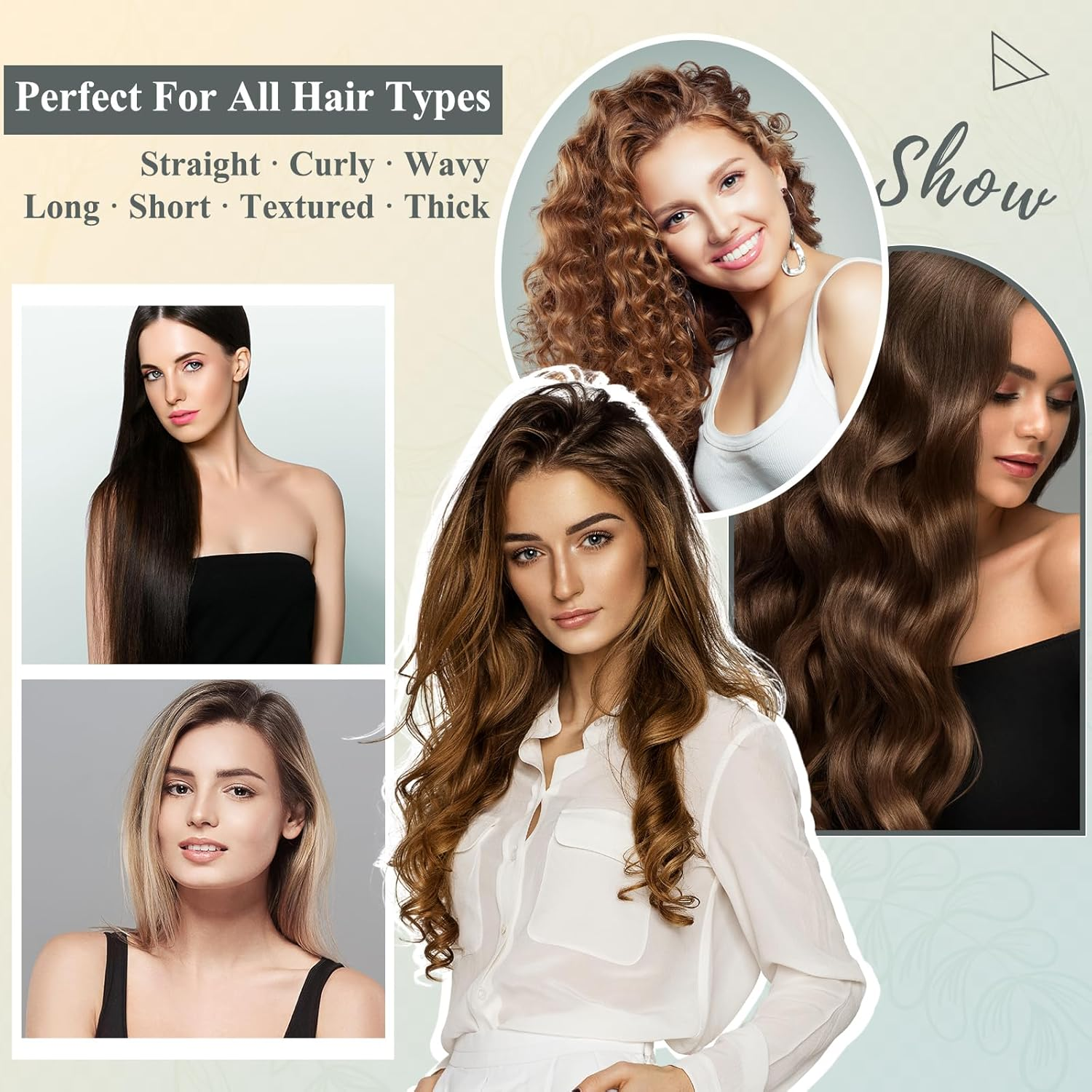 Chivixe round Brush Attachment Replcement for Shark Flexstyle Blow Dryers Attachments, Normal Oval round Volumizing Brush Styling for Straight, Wavy, Curly, and Coily Hair, Sliver image number 3