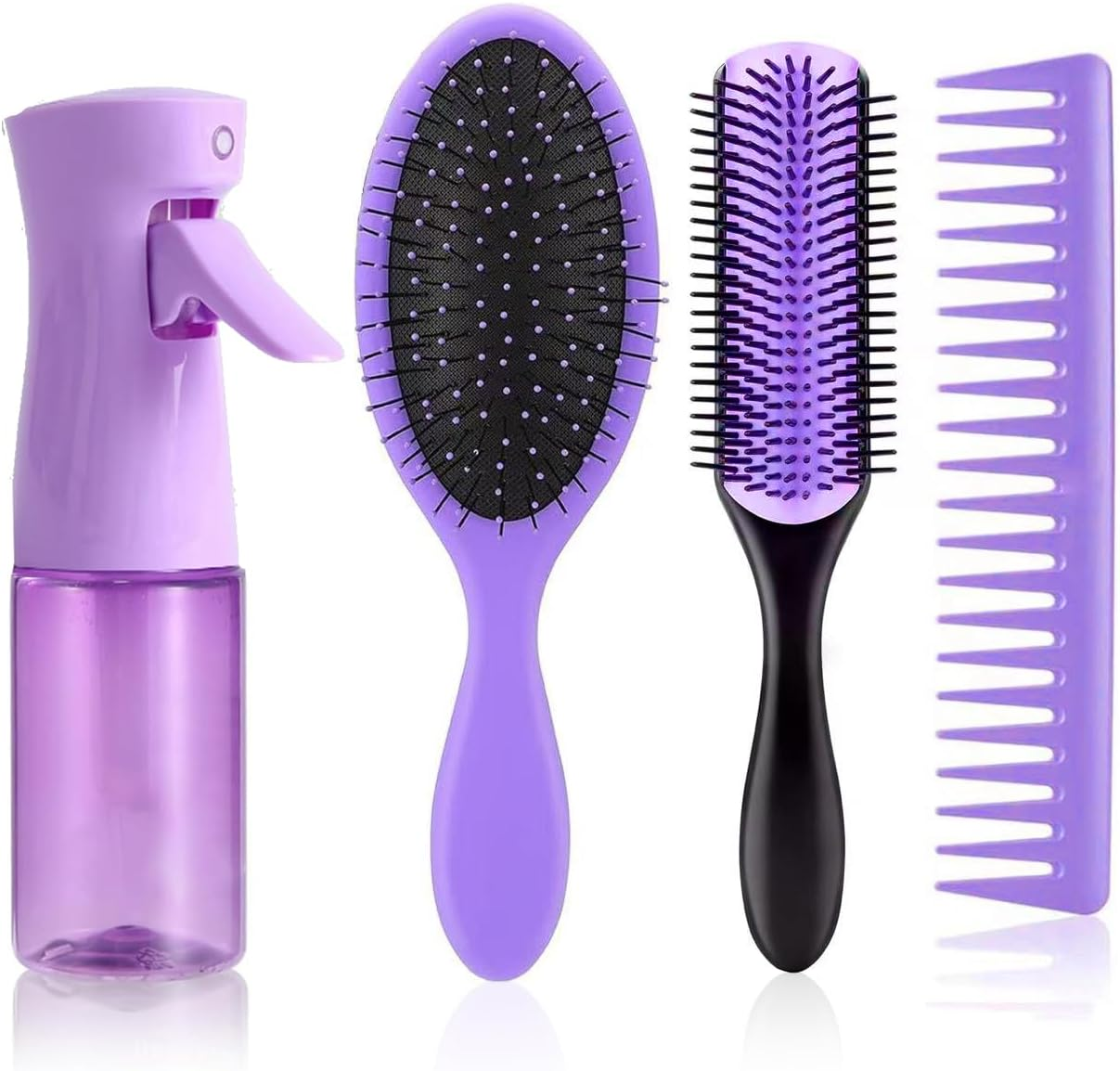 4Pcs Detangling Brush Set for Women - Detangler Hair Brush for Wet or Dry Straight, Spray Bottle with Hair 9 Row Styling Brush image number 3