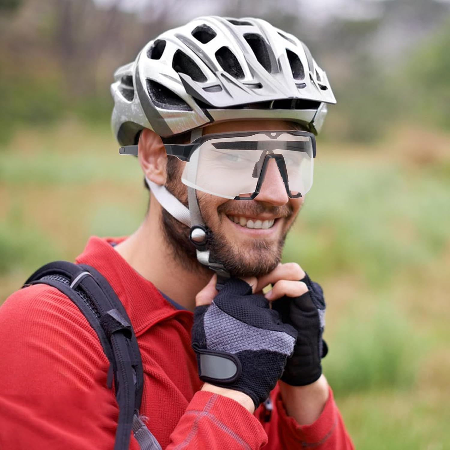 Photochromic Sunglasses,Road UV Protection Glasses | Men Women Eyewear Frame for Running Daily Hiking Sports Outdoor Mountain Fishing Driving - Blue image number 3