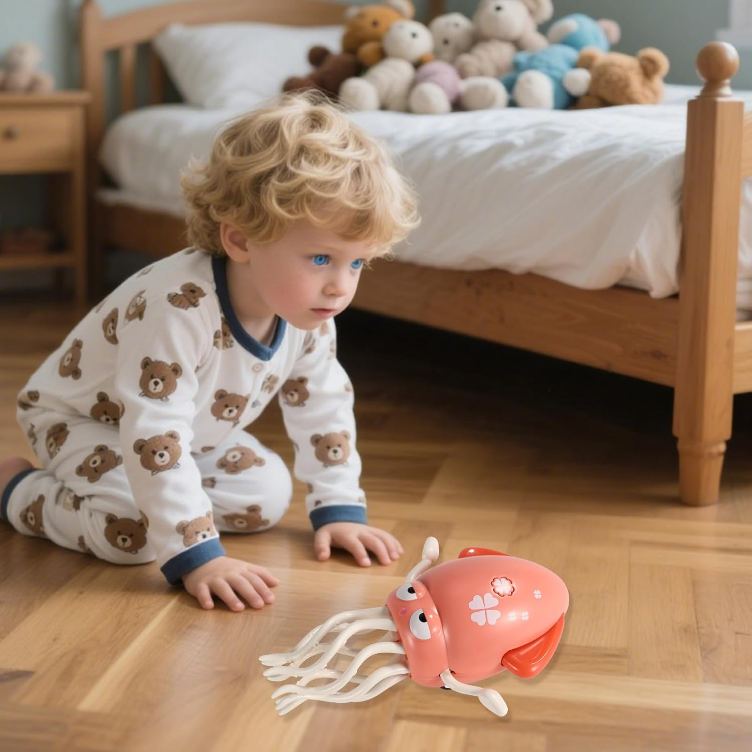 Pink Dancing Octopus Toys, 8.15X4.96X2.99In Magic Electric Dancing Octopus Toy with Fishing Rod Magic Dance Music Squid Fun Desktop Toys for Kids & Adults