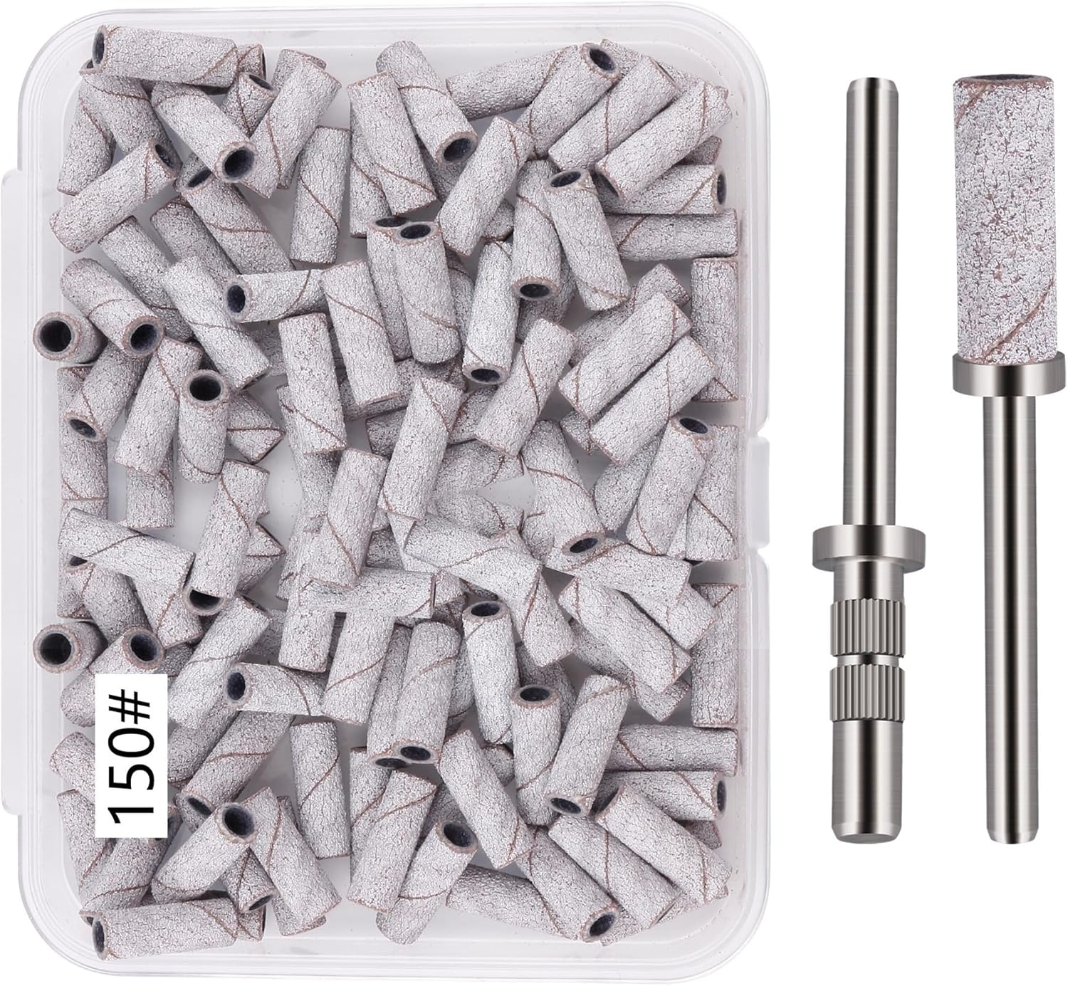 Yisis 100-Pack 120 Grit Small Sanding Bands for Nail Drill, 3.1MM Mandrel - Extreme Fine Abrasive Bands for Natural, Acrylic & Gel Nails, Manicure and Pedicure Precision Work (White-180 Grit)