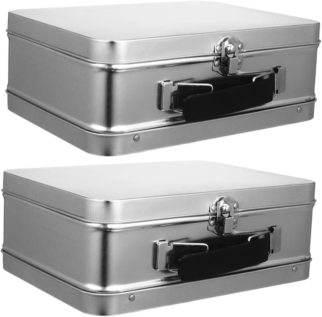 6Pcs Retro Tinplate Box for Jewelry Storage Boxes Lids Multipurpose Desktop Organizer image number 3