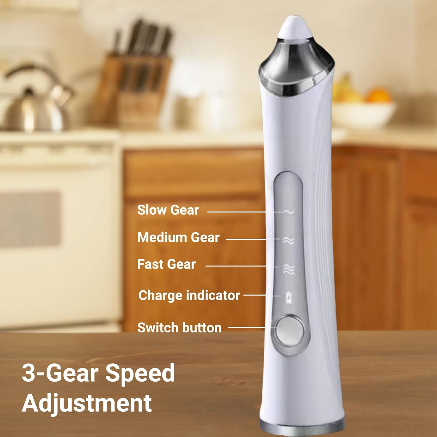 Rechargeable Milk Frother Handheld Blender, Dual-Use, 2 Heads, 3 Speeds, Usb-Powered, Easy Clean, Stainless Steel Whisk, Perfect for Coffee, Latte, Cappuccino, Desserts and Egg, White image number 2