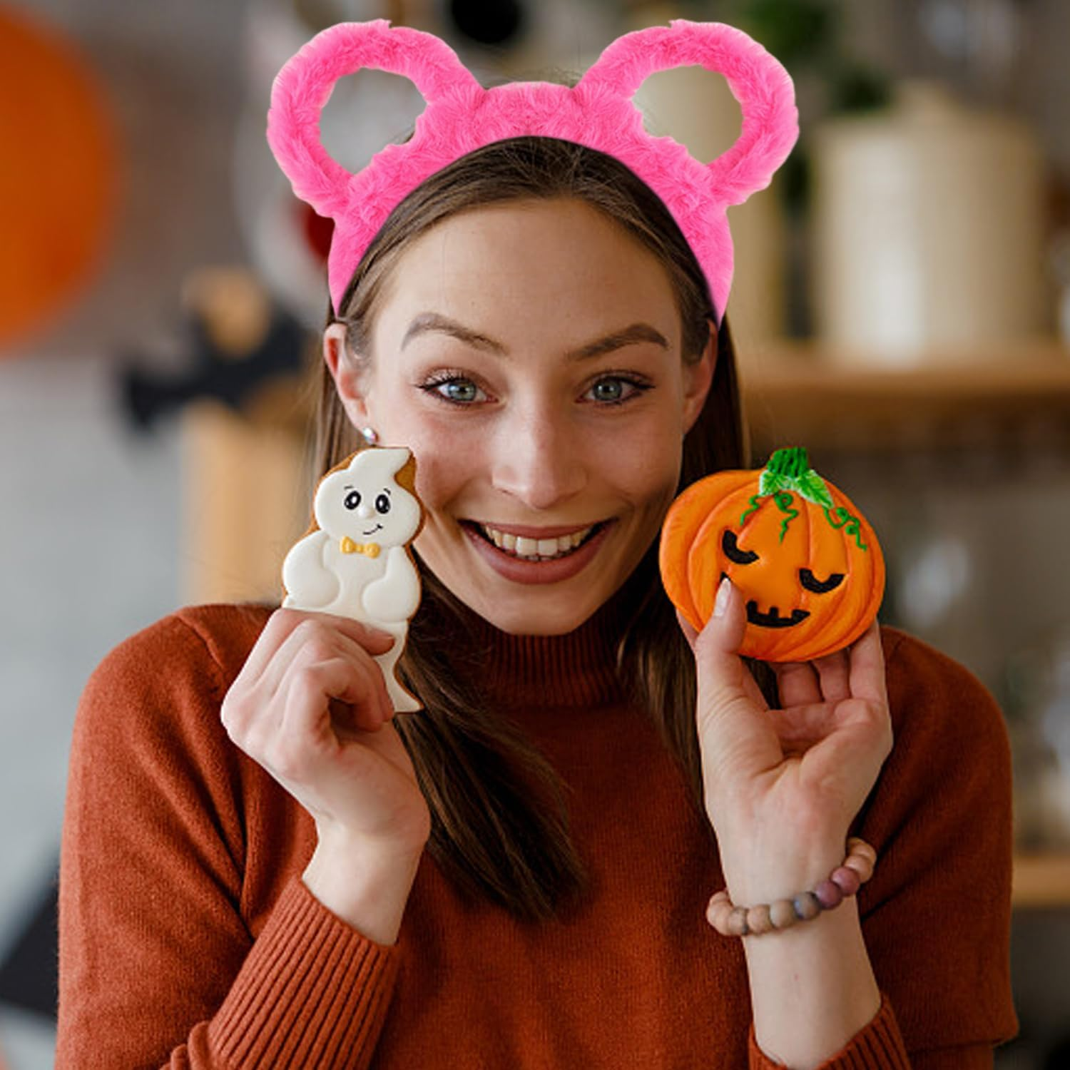 2 Pieces Wearing Ear Headbands, Cute Plush, Creative Cartoon Face, Washing Headbands, Universal for Men and Women, Interesting Hair Accessories. image number 4