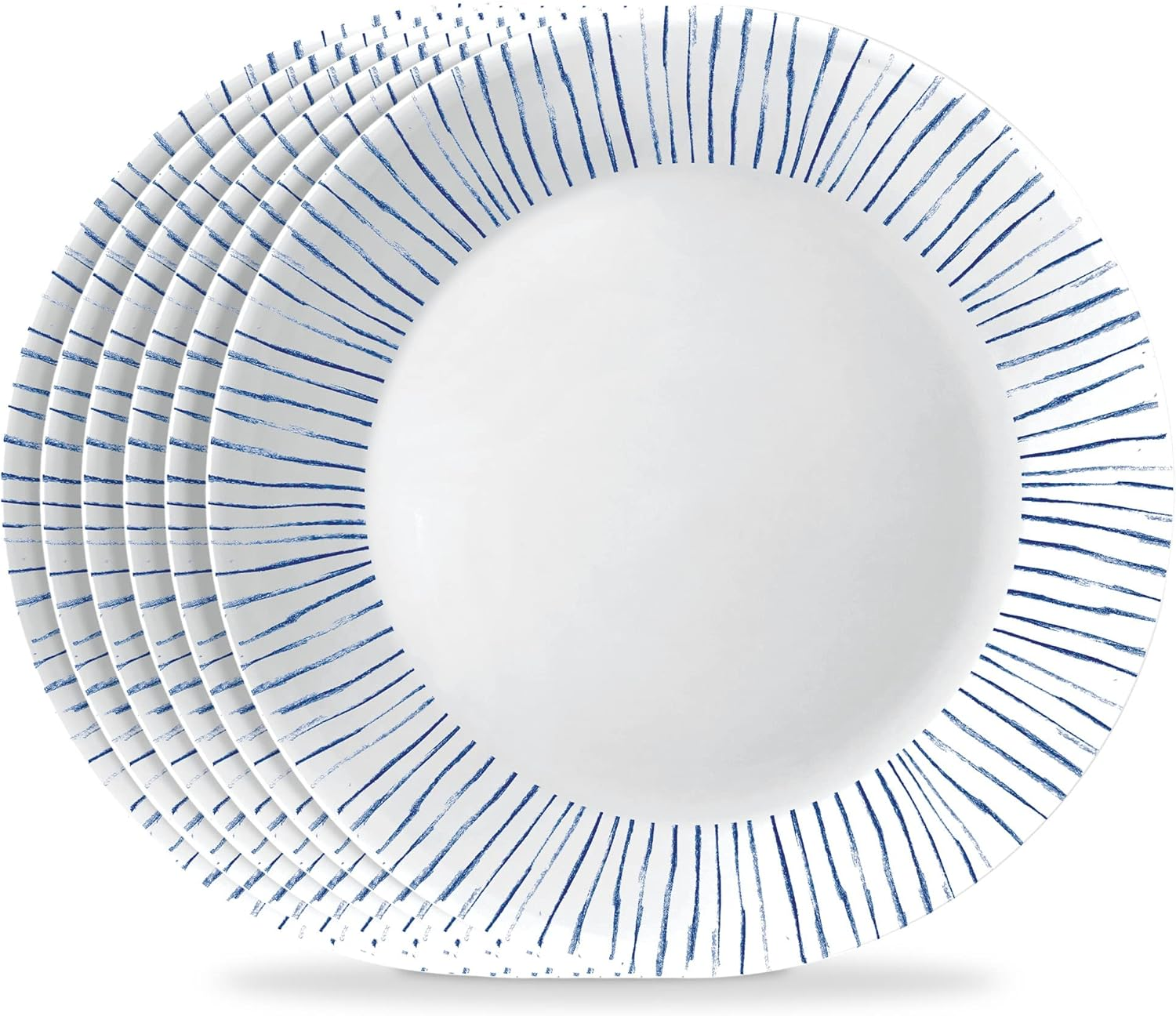 Corelle 6-Piece 10.25" Dinner round Plates, Vitrelle Triple Layer Glass, Lightweight round Plates, Large round Plates, Chip and Scratch Resistant, Microwave and Dishwasher Safe, Caspian