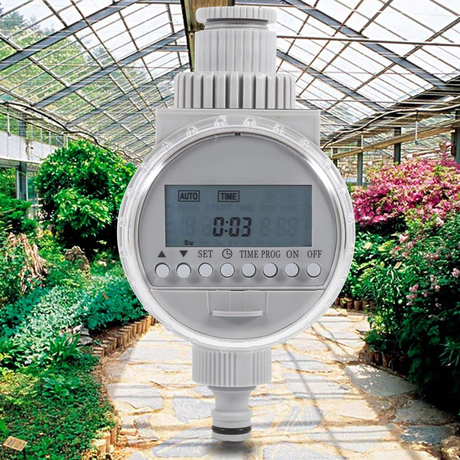 Solar Powered Water Timer Solar Watering Timer Irrigation Controller Auto Watering System with LCD Display 16 Programs for Garden Yard Balcony image number 5