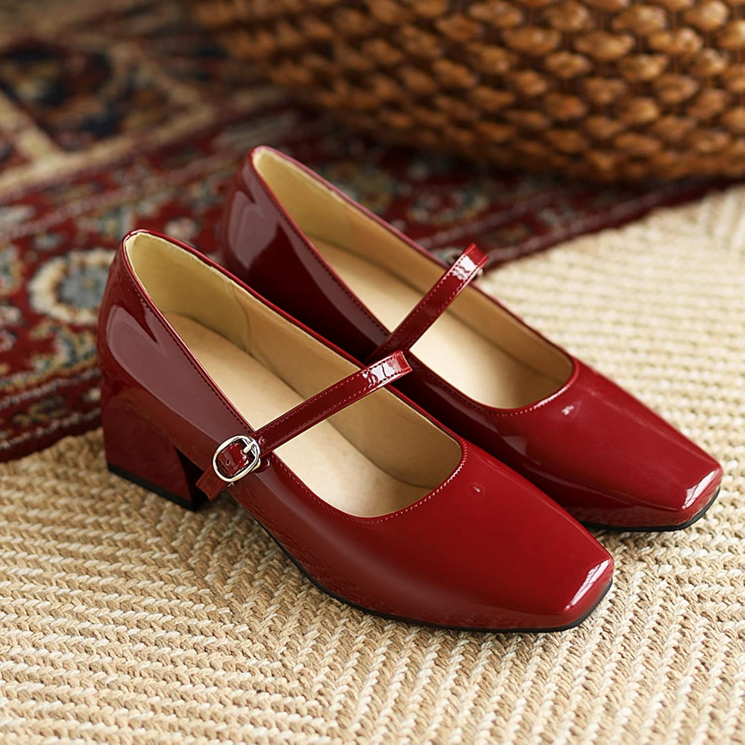 Onewus Women Casual Pumps with Mid Chunky Heel image number 3