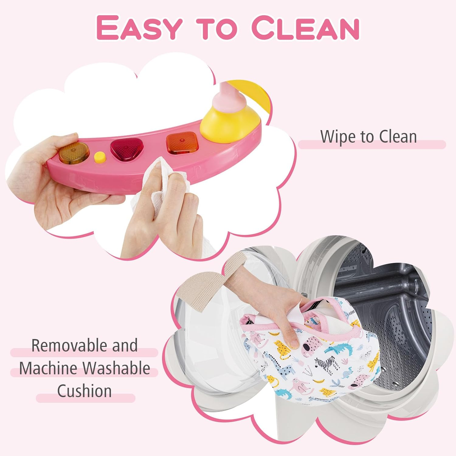 INFANS Baby Activity Center, 3 in 1 Play Center Jumpers with Music, Lights, Interactive Toys, 360&deg;Rotating Seat, 3 Adjustable Heights, Exersaucer Learning Toys for Baby 6-12 Months (Pink)