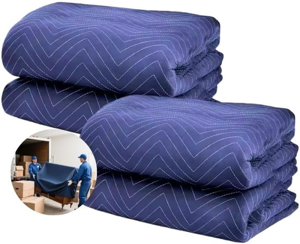 2 Pack Moving Blankets 40"X 72" Heavy Duty Packing Blankets for Moving Shipping Thick Furniture Wrapping for Moving Supplies Professional Quilted Shipping Blankets, 182 X 101CM image number 4