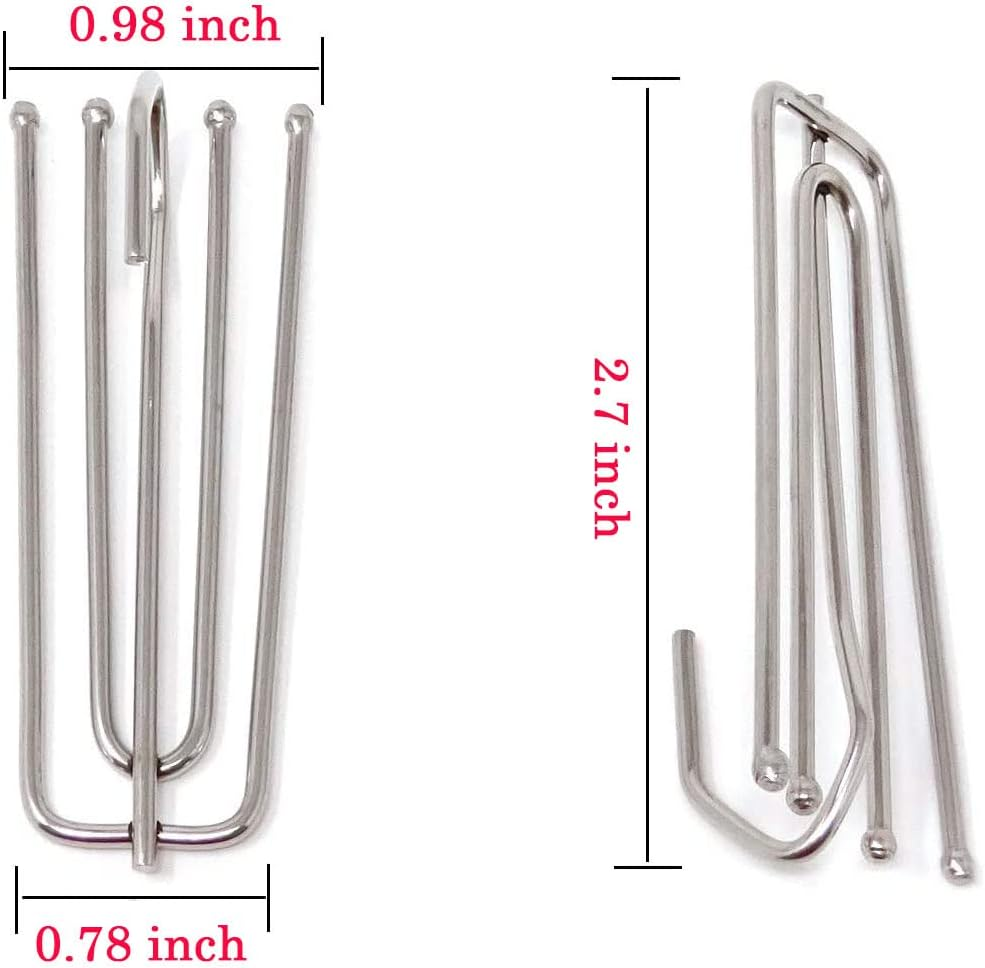 Umbrella Concepts 60Pcs 304 Stainless Steel Curtain Drapery Pleat Hooks 4 Prongs Pinch Pleat Clips Hooks image number 5