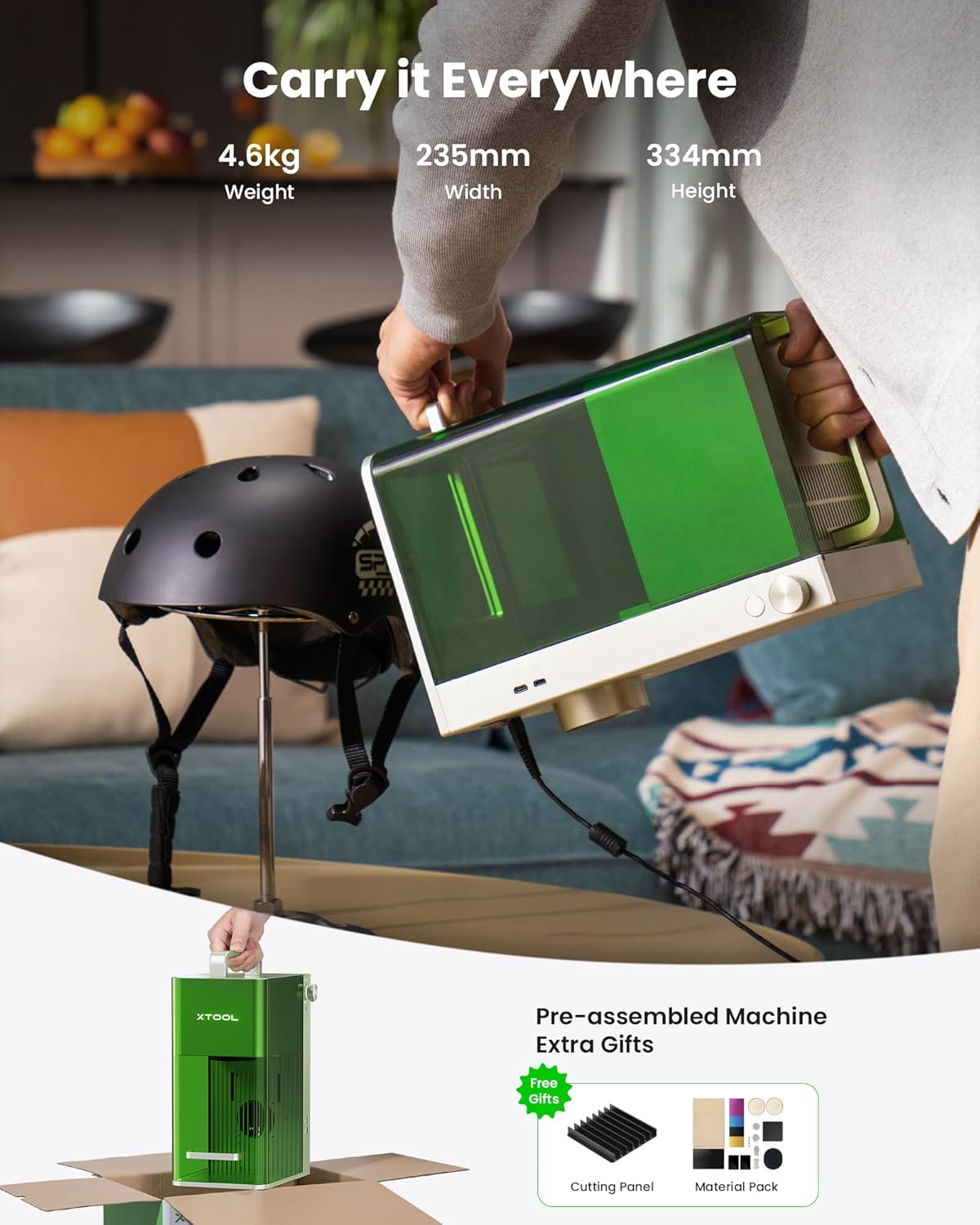 Xtool F1 2-In-1 Dual Laser Engraver, Lightning Speed Portable Laser Engraving Machine, Ultra HD Fiber Laser Engraver for Jewelry, Metal, Wood, Leather (AU PLUG)