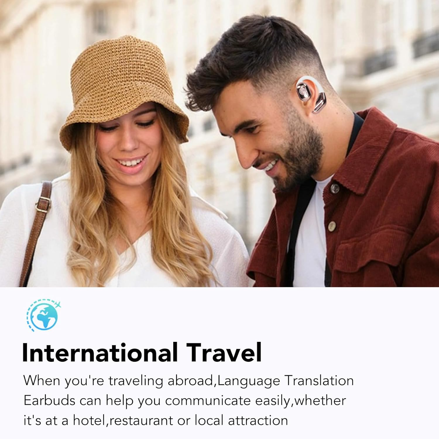 Language Translator Earbuds, Two Way Real Time Translation in 144 Languages, HD Clear Calls, Translation Earphones with APP for Travel Business Learning (White Gold) image number 4