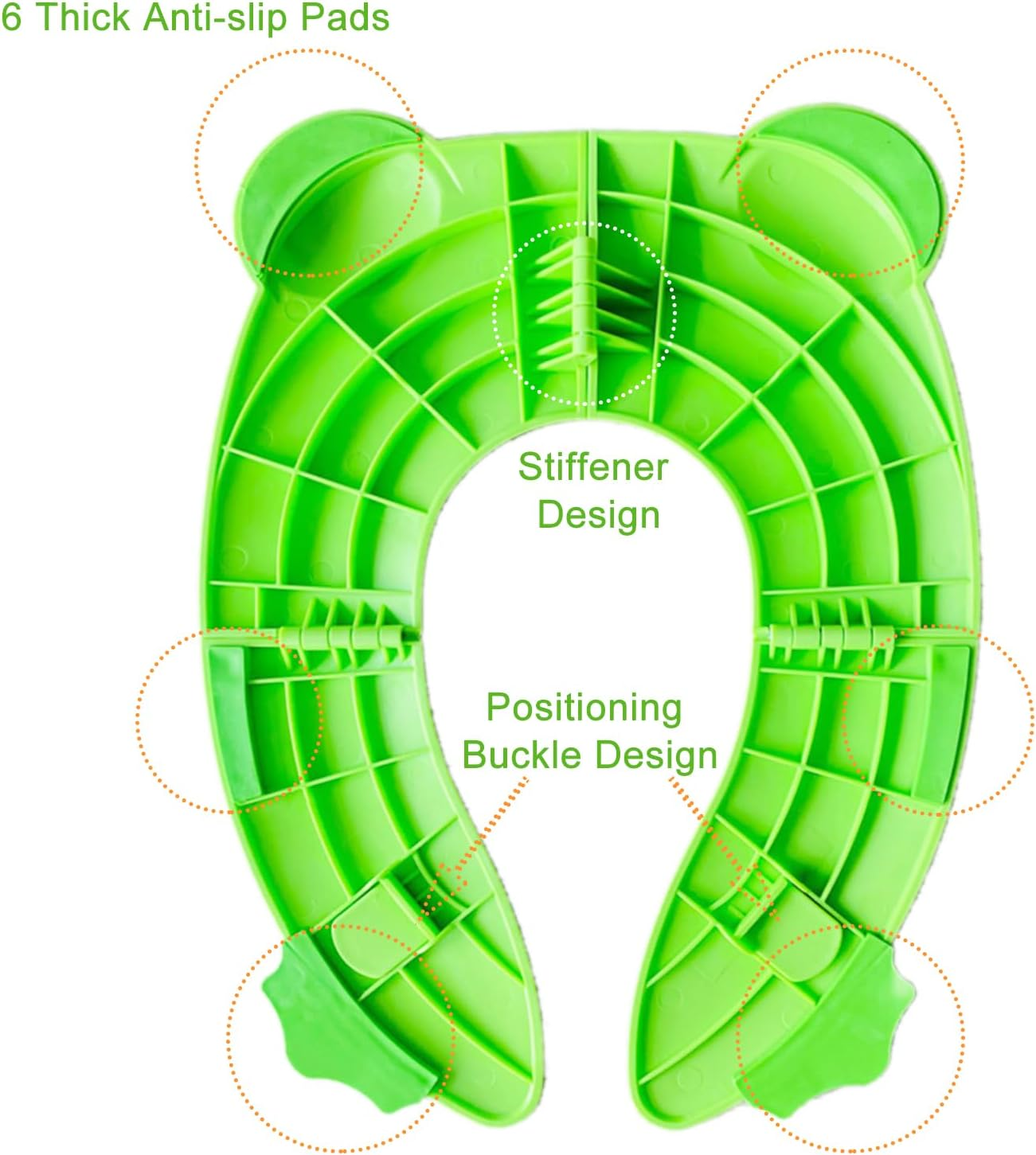 Beleeb Portable Toilet Seat Cover with Non-Slip Pads, Foldable Potty Training Seat for Toddlers, Reusable Travel Kids Toilet Seat with Carry Case, Green image number 4