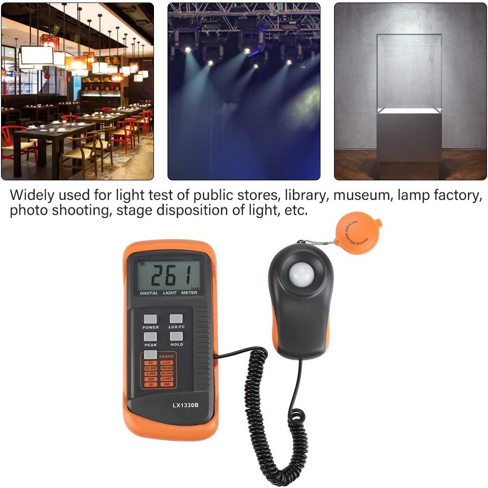 Light Meter, Illuminance/Light Meter LX1330B Digital Luxmeter LCD Display Digital Illuminance Meter 0-200,000 Lux Meter, Digital Illuminance Lux Meter Luminometer image number 4