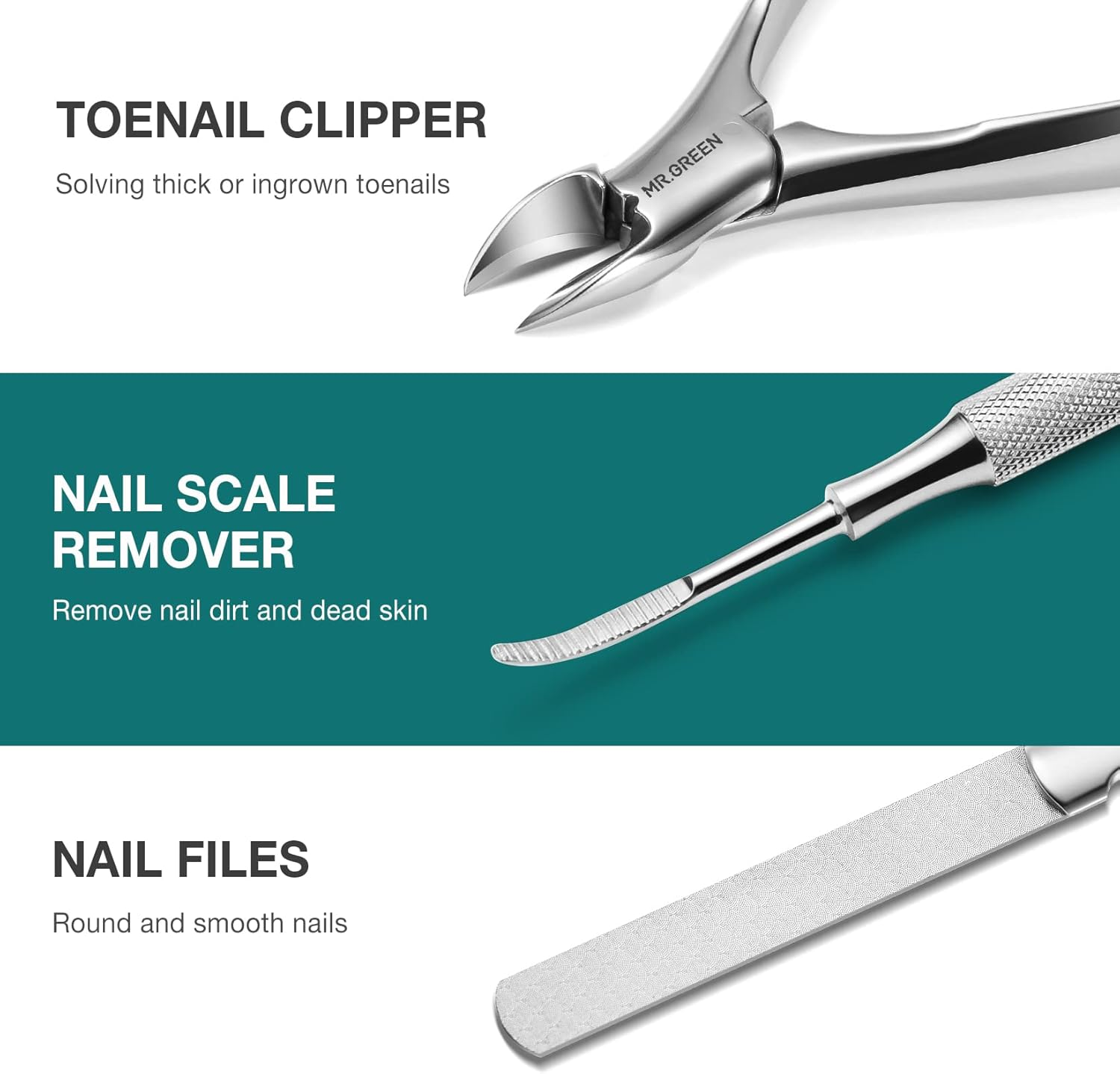 MR.GREEN 7 Piece Stainless Steel Pedicure Knife Set Ingrown Toenails Pedicure Knife Callus Scraper Cuticle Remover Foot Care Set image number 5