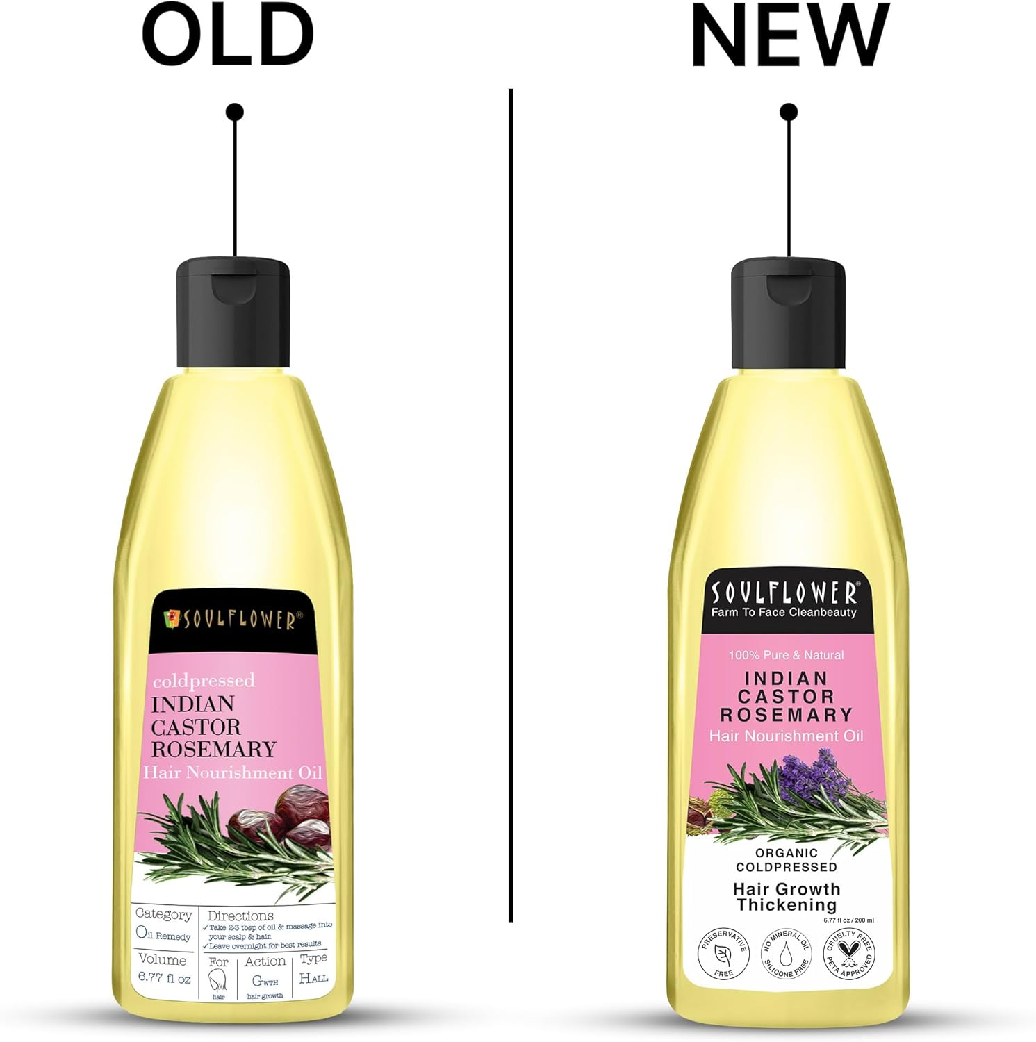 Soulflower Rosemary Castor Oil for Hair Growth, Hair Fall Control, Frizzy Hair - 100% Pure, Natural, Cold Pressed, Preservative Free - 6.7 Fl Oz / 200Ml image number 4