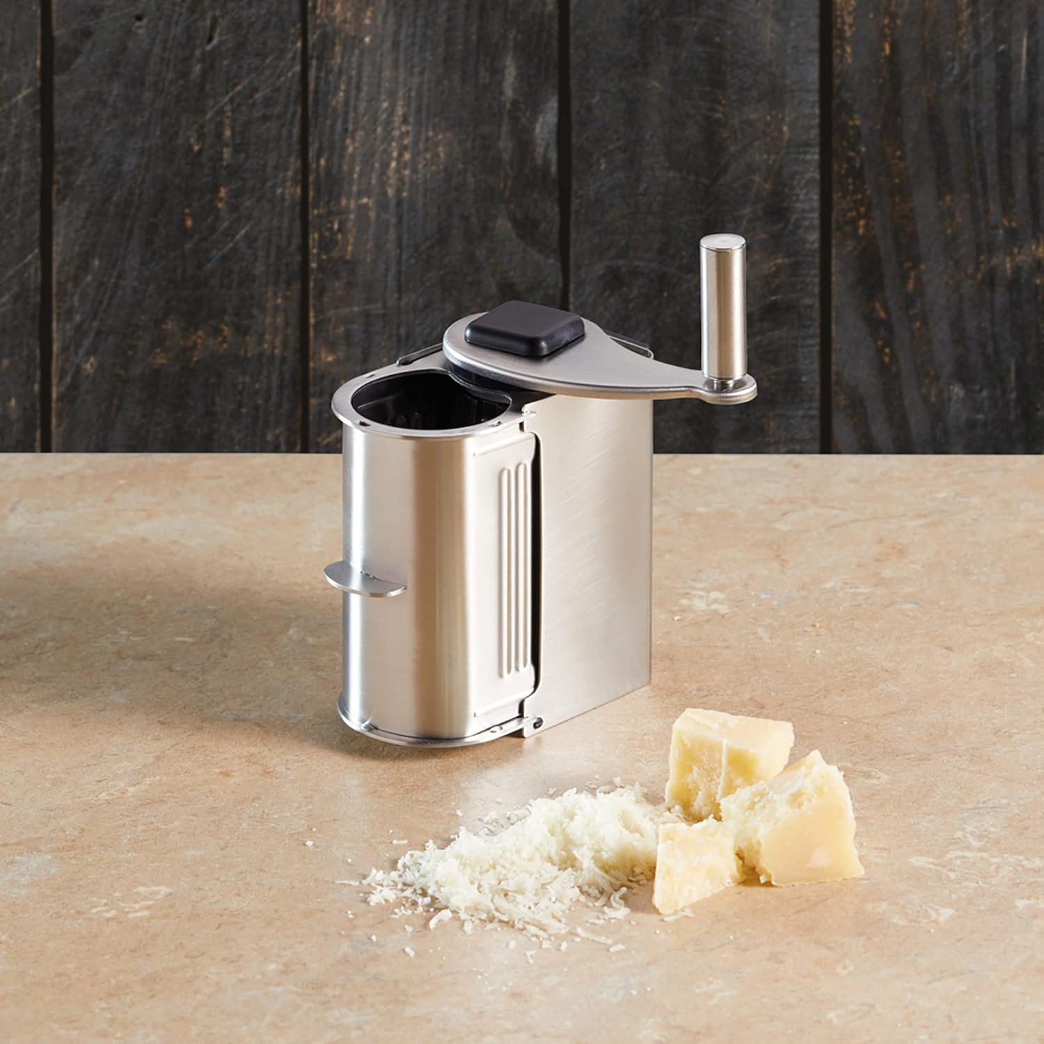 Kitchencraft World of Flavours Rotary Action Parmesan Cheese Grater, Stainless Steel image number 3