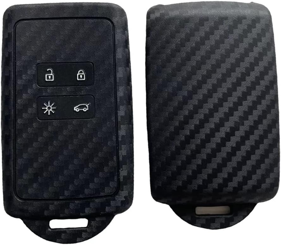 Silicone Car Key Cover Case Carbon Fiber Pattern Compatible with Renault Captur Megane Talisman Espace Clio Zoe Koleos Scenic 4 Arkana Key Shell Accessories (A) image number 3