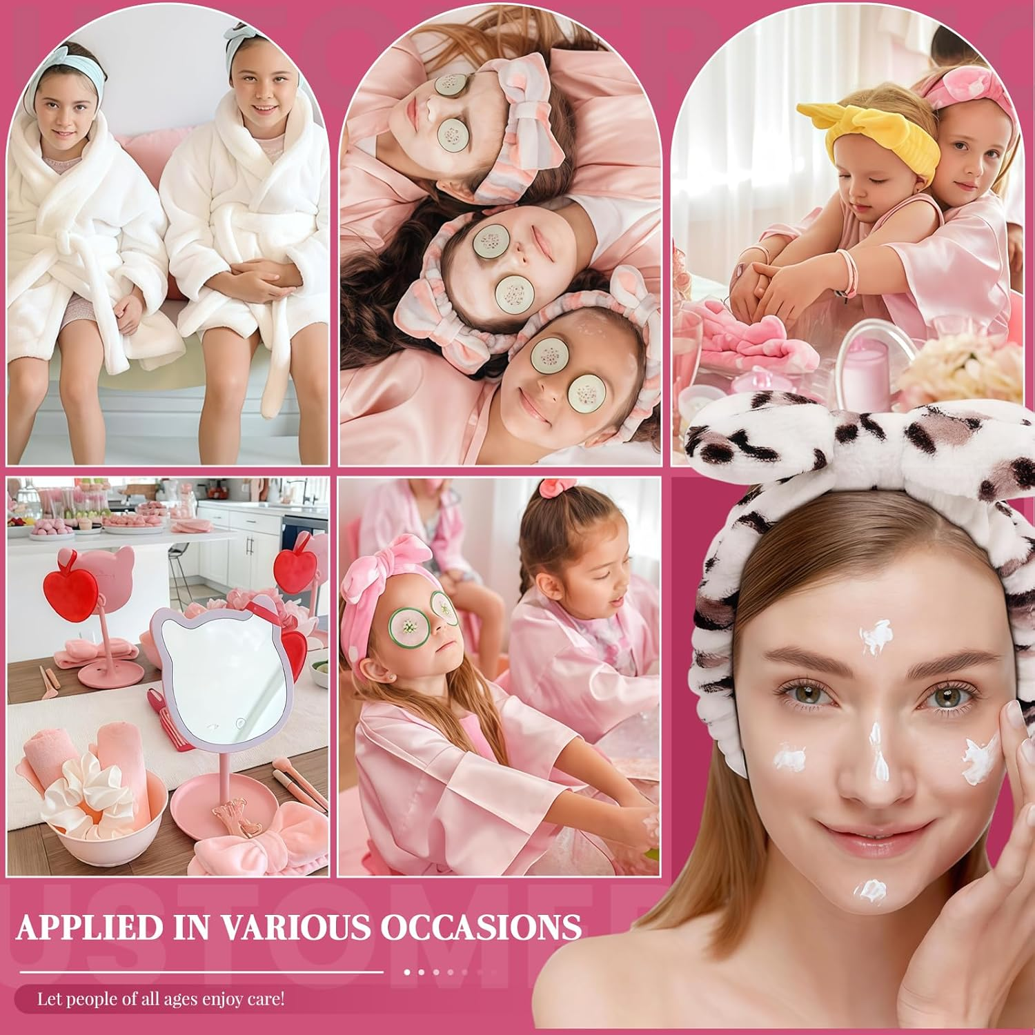 8 Pcs Spa Headband for Women Teen Girls, Skincare Headband for Face Wash, Makeup Headband for Christmas Gifts, Bulk Party Favours for Kids Adults (Vibrant Styles) image number 5