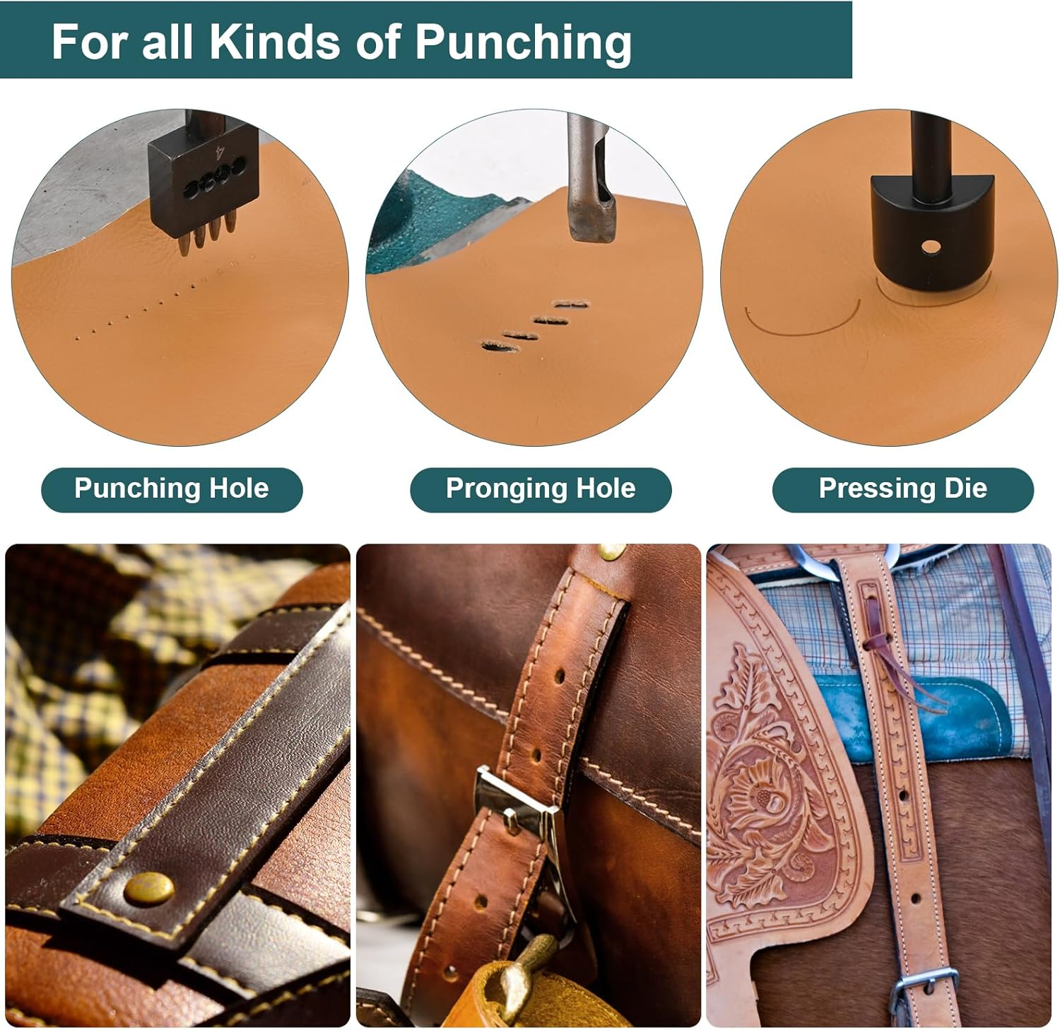 Soiiw Leather Hole Puncher Hand Punching Machine Heavy Duty Manual Press Puncher Punch Tools for DIY Leather Craft Punching Holes with 1.5-13Mm Clamping Chuck image number 1