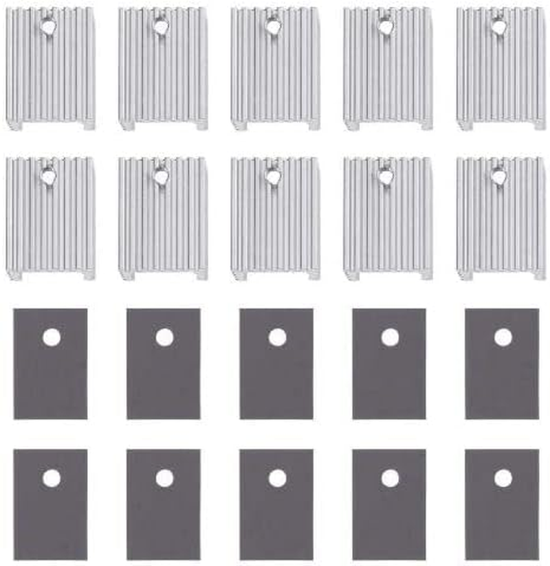 Easycargo TO-220 Heatsink + Insulator/Mounting Kits (Screw+Washer+Bushing+Insulator Rubberized Silicone+ Heatsink TO-220) for LM78XX Voltage Regulator, MOSFET Transistor (Silver 12 Pack) image number 1