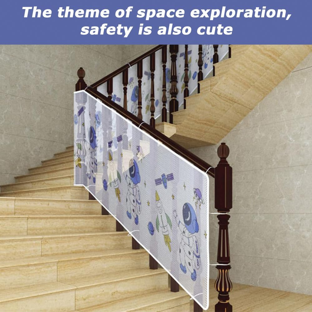 Stair Safety Net for Kids, 300 X 79Cm Cuttable Child Safety Net, Durable and Safe Baby Guard Fence, Thick Polyester Mesh for Balcony, Railing, Indoor Outdoor Protection image number 2