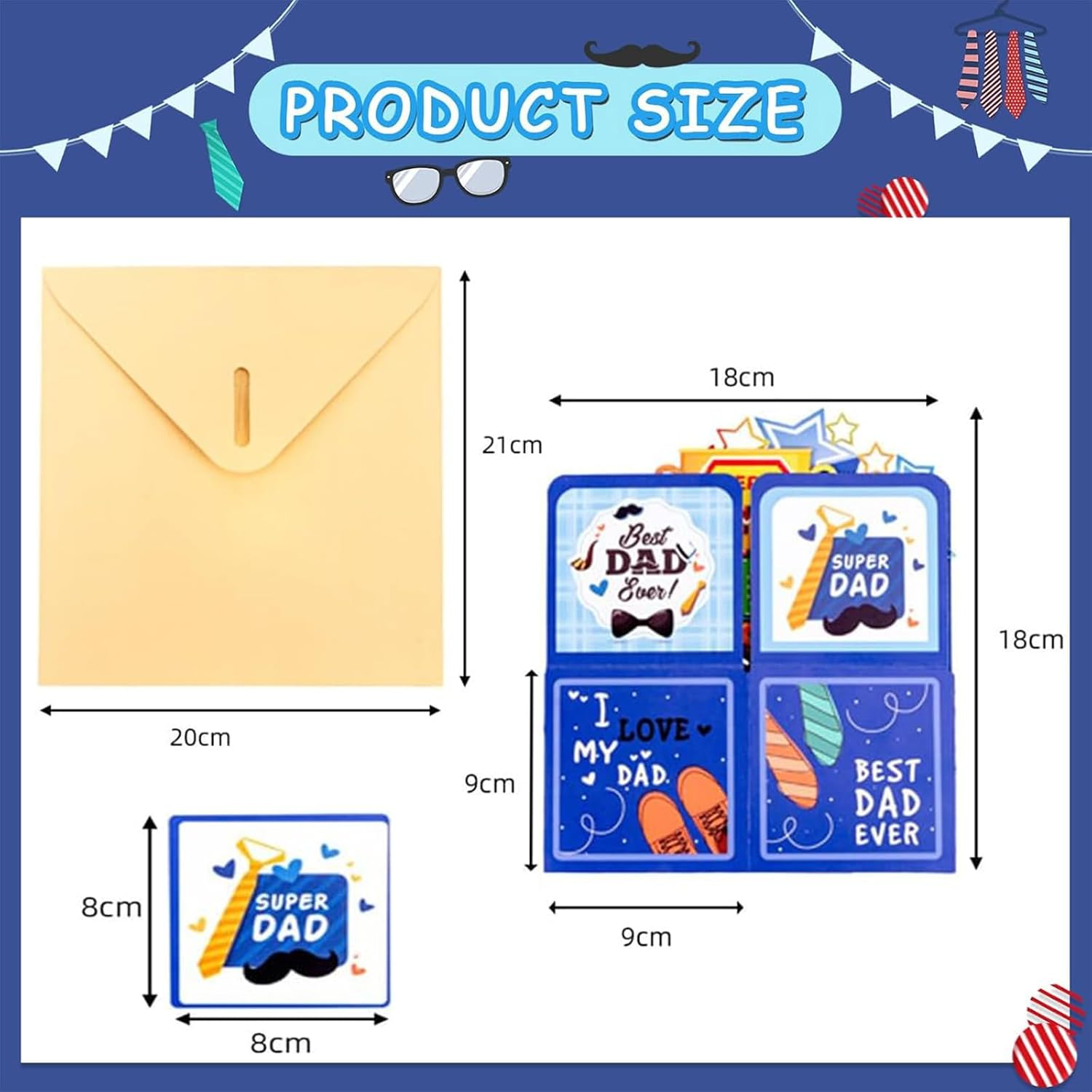 3D Pop up Happy Father'S Day Card 3D Father'S Day Greeting Boxed Card from Daughter Son Wife to Dad Husband Grandpa Son Him Men (C) image number 6