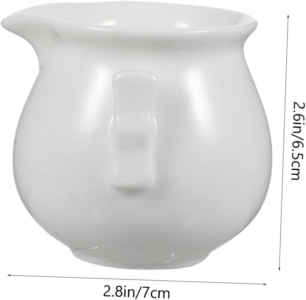 POPETPOP 3Pcs White Ceramic Milk Jugs Coffee Frothing Cups Creative Frothing Pitchers for Espresso Machine Accessories and Latte Art in Home and Caf&eacute; Use image number 6