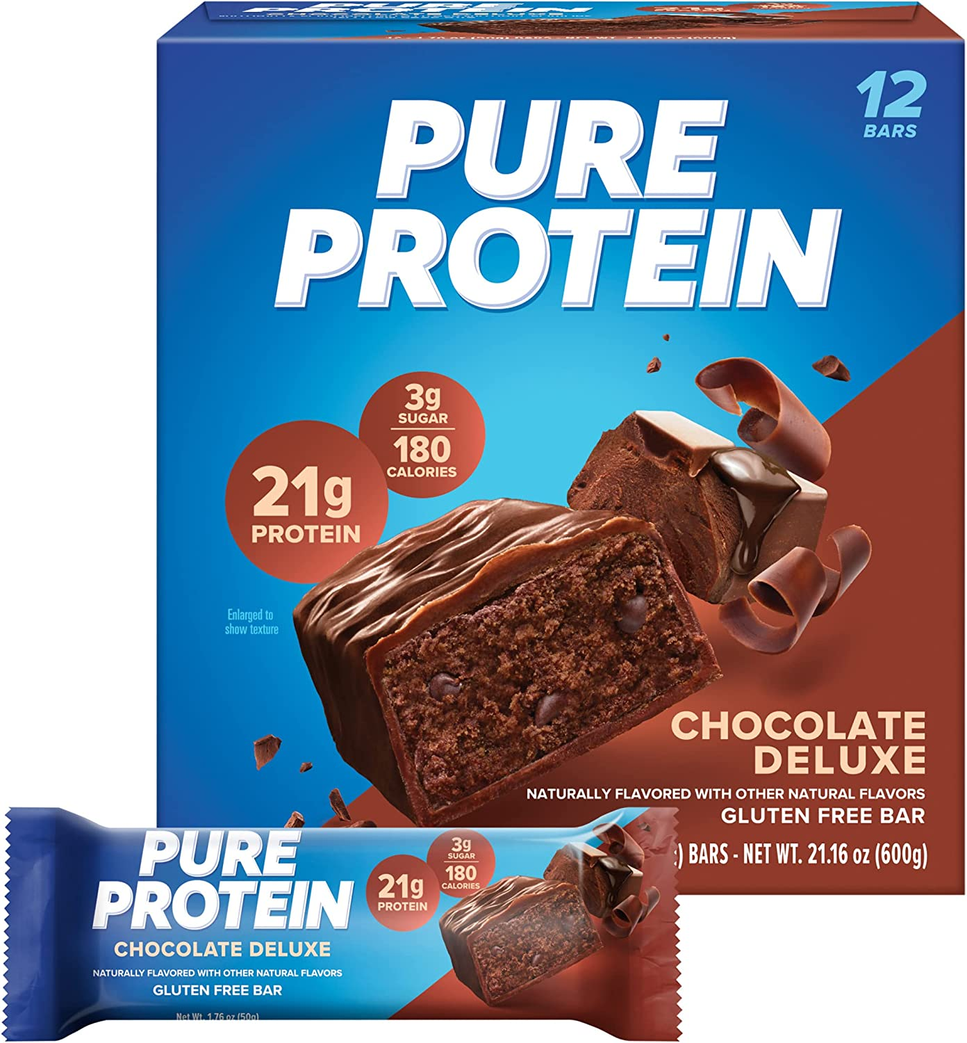 Pure Protein Chocolate Deluxe Bar, 12 Count, 1.76 Oz image number 2