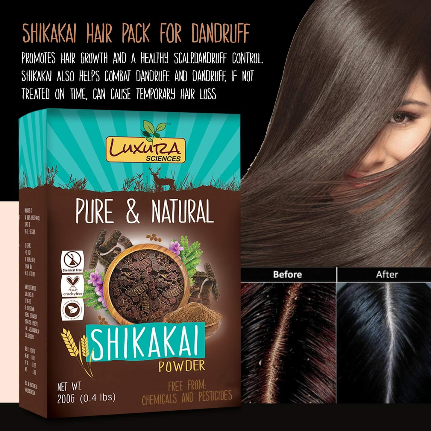 Luxura Sciences Shikakai Organic Natural and Double Filtered Powder for Hair (200 Gms) image number 1