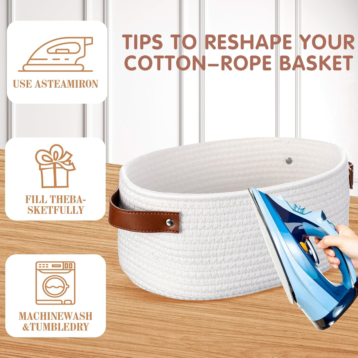 Colingmill 2 Pack Small Baskets for Gifts Empty with Handle Woven Basket with Bags and Ribbons Empty Storage Box Pet Toy Organizer for Baby Birthday Wedding Presents(White,13 X 8 X 6 Inch) image number 6